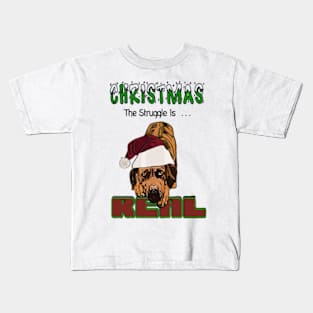 Rhodesian Ridgeback Christmas The Struggle Is Real Art Kids T-Shirt